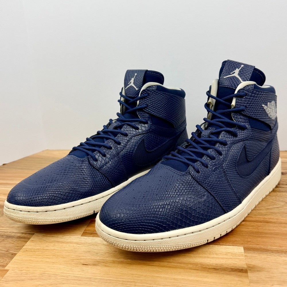 Air Jordan 1 Retro High Nouveau Midnight Navy Snakeskin 819176-407 Mens Size 13